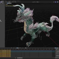 Blender+FBX+C4D+MAYA+UE5中国神兽麒麟动画3D模型骨骼绑定多版本素材