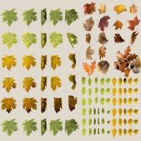 C4D秋季树叶落叶枯各色叶子树木枫叶阔叶针叶SU模型3D素材100款